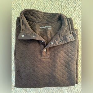 Men’s Eddie Bauer Quilted Quarter Snap Chocolate Brown Size XL